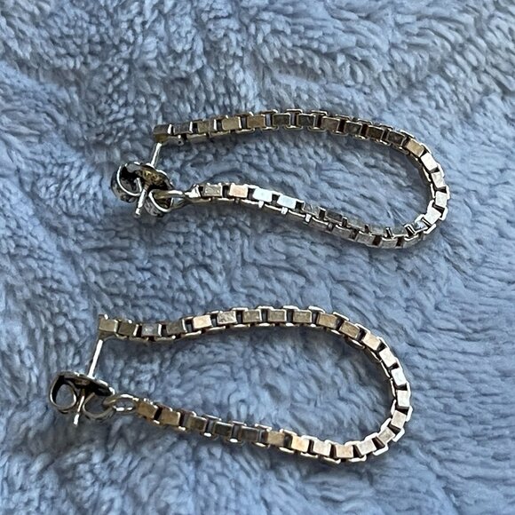 Sterling Silver Box Chain Dangle Earrings-NEW - Picture 11 of 15